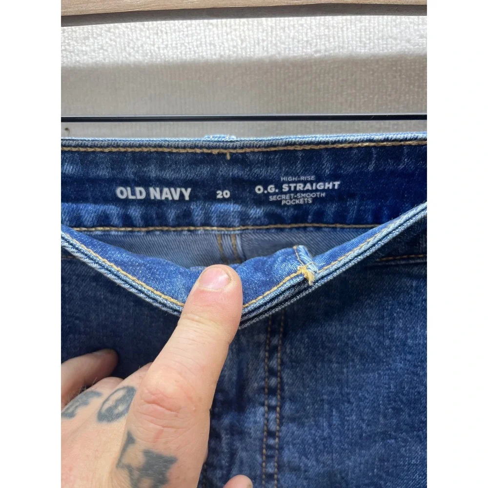Old Navy O.G.‎ Straight Jeans Womens 20 Blue High Rise Stretch Denim 3345